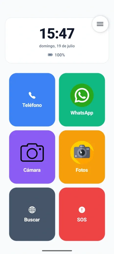 Juno pantalla de inicio accesible para mayores